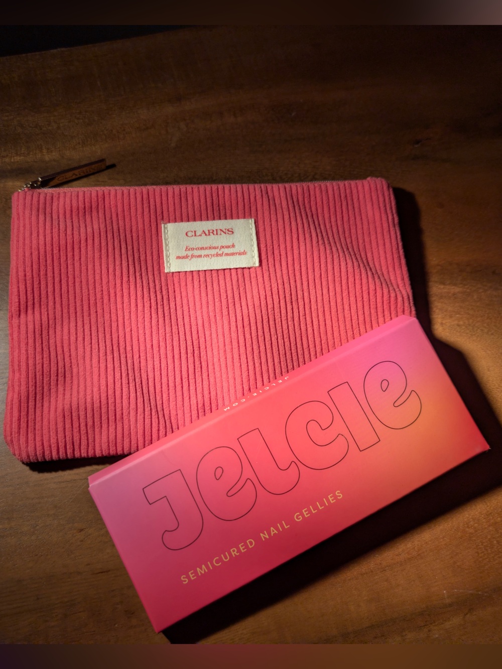 NWT Clarins Corduroy Pouch & Jelcie Gel Nails Bundle